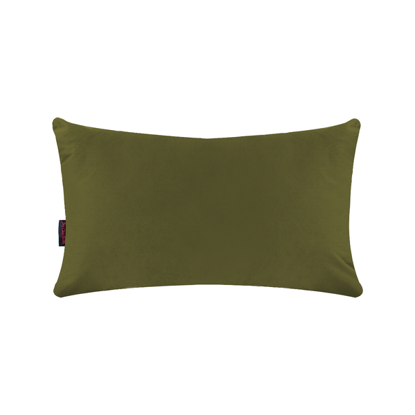 Cojín Decorativo Rectangular para Sala o Cama. Funda en Terciopelo Verde Olivo. Cierre Invisible