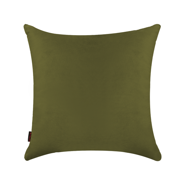 Cojín Decorativo Cuadrado para Sala o Cama. Funda en Terciopelo Verde Olivo. Cierre Invisible