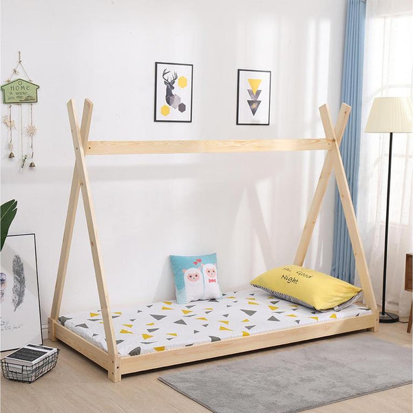 Cama Individual en Forma Tipi Hecha de Madera Maciza