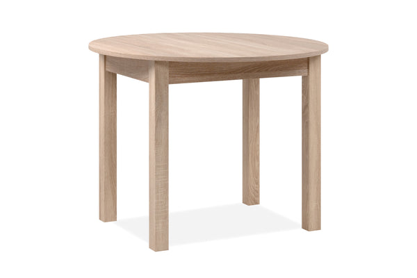 Mesa de Comedor Redonda Extensible Color Roble Estructura de Madera Industrial