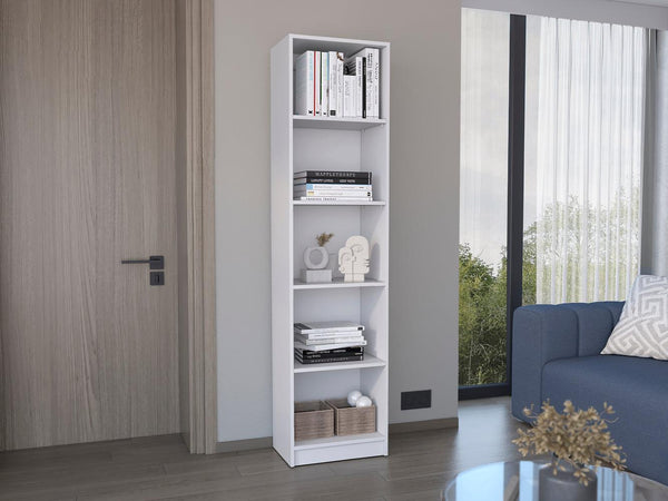 Librero Home Eco, Blanco Duqueza, con Cinco Entrepaños