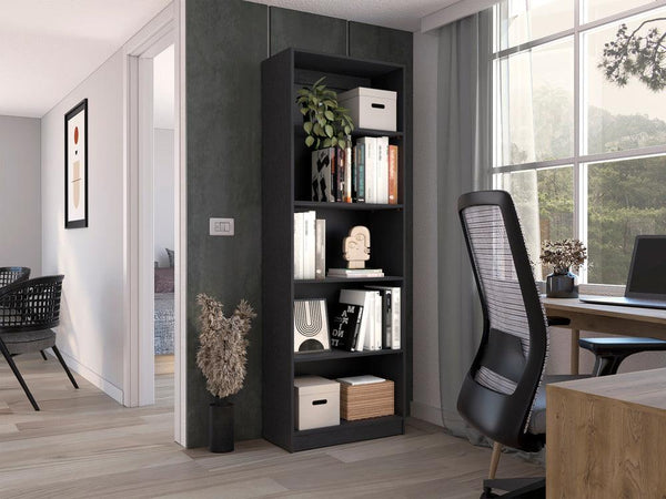 Librero Home, Wengue, con Cinco Entrepaños