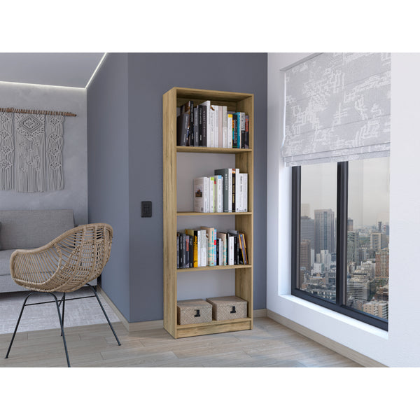 Biblioteca Home, Macadamia y Blanco Duqueza, con Cuatro Entrepaños