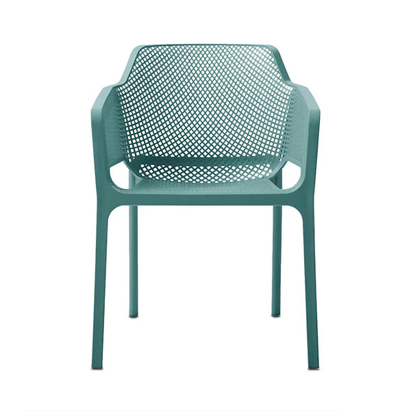 Silla de Exterior Apilable Azul con Asiento Acolchado Impermeable de Espuma
