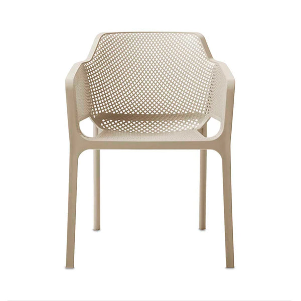 Silla de Exterior Apilable Café con Asiento Acolchado Impermeable de Espuma