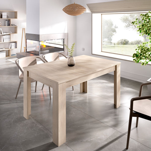 Mesa para Comedor Extensible de Forma Rectangular Color Madera con Estructura de Madera Industrial