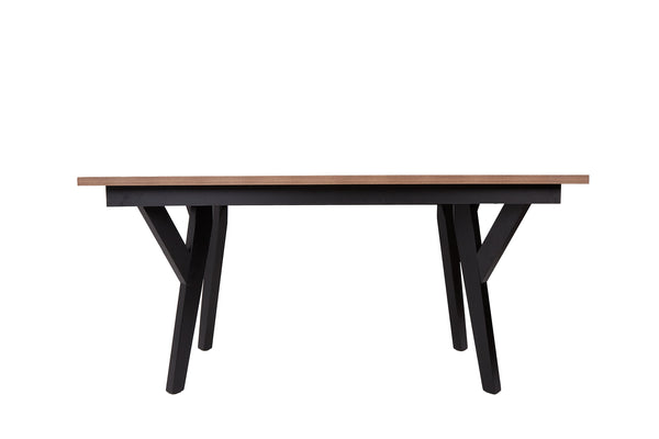 Mesa para Comedor Rectangular Negro y Nogal con Tablero de Madera Procesada y Patas de Madera de Pino Maciza