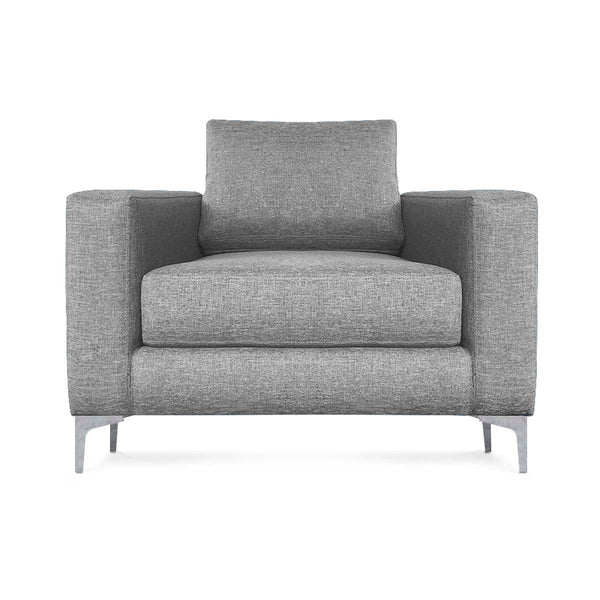 Sillón Individual con Tapizado Color Gris Claro. Estructura de Madera Sólida y Patas de Acero