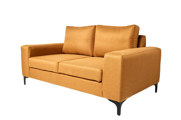 Sofá de 2 plazas con Tapizado Color Mostaza. Estructura de Madera Sólida y Patas de Acero