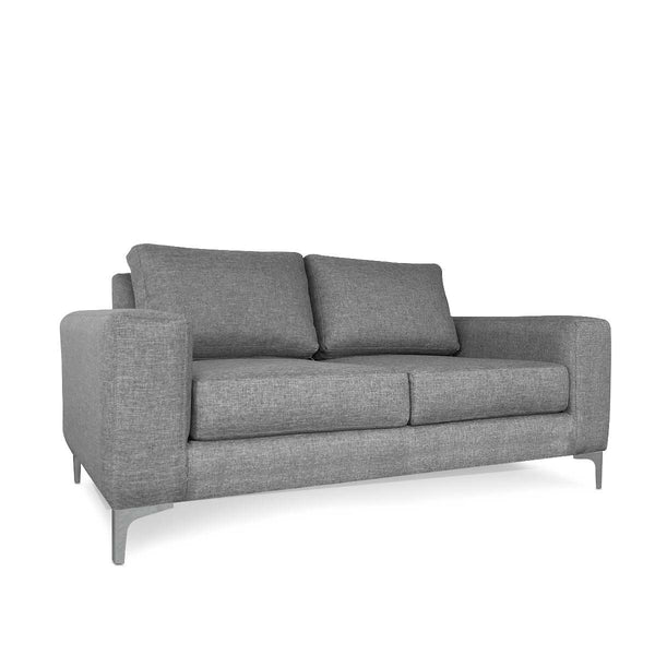 Sofá de 2 plazas con Tapizado Color Gris Claro. Estructura de Madera Sólida y Patas de Acero