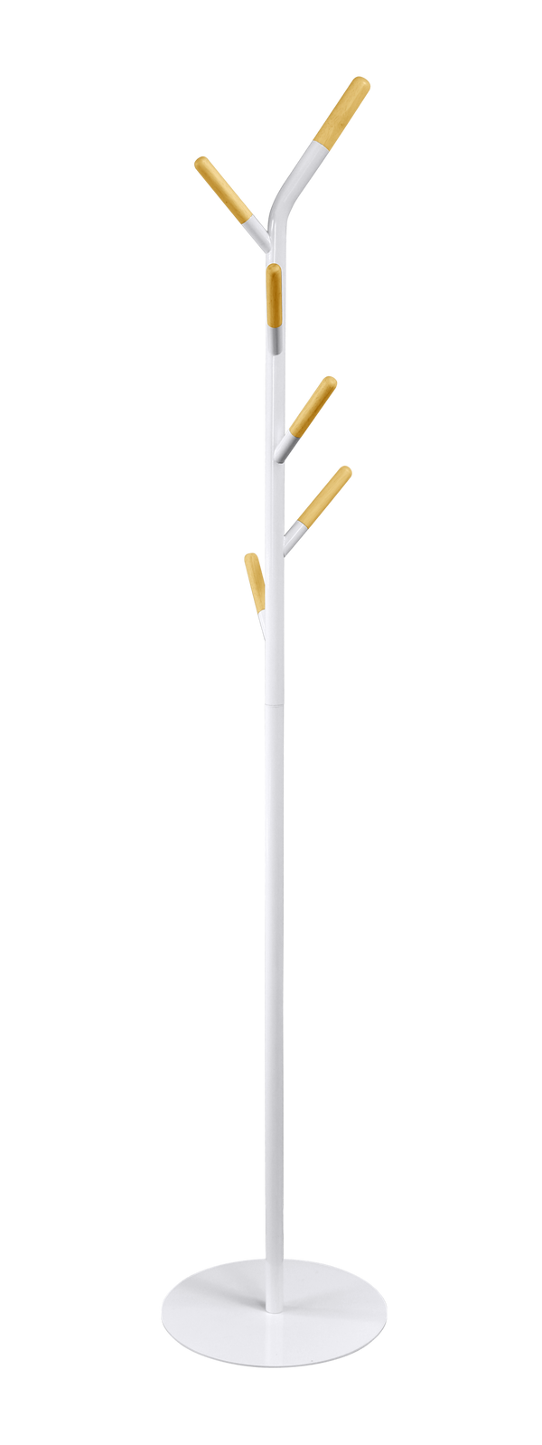 Perchero Blanco De Metal y Madera de Caucho (Alto: 173cm)