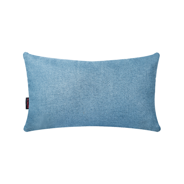 Cojín Decorativo Rectangular para Sala o Cama. Funda de Lino Azul con Cierre Invisible