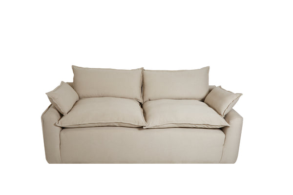 Sofá de 3 Plazas Tapizado Color Beige. Estructura de Madera Sólida