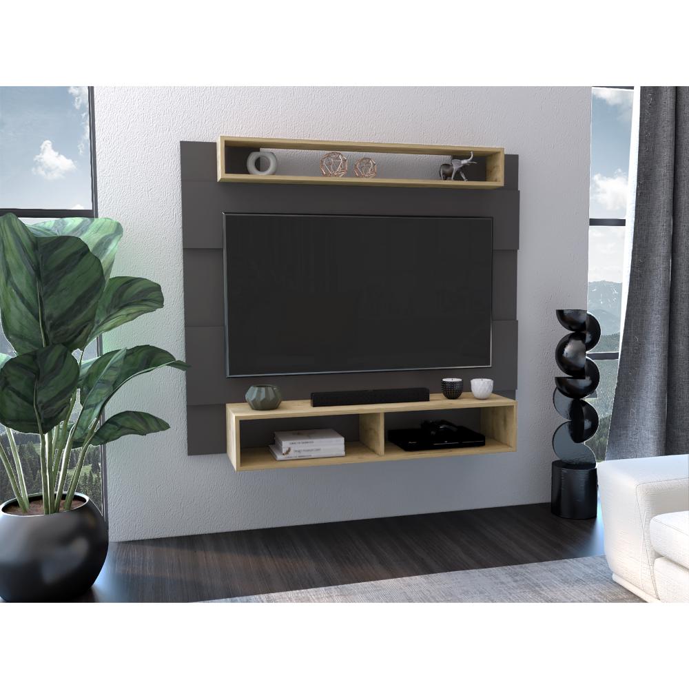 Panel de Tv Chares, Plata Oscuro y Macadamia, con Espacio Para Televis ...