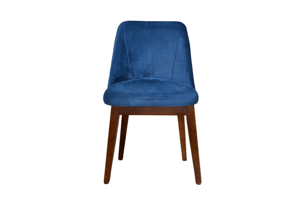 Silla para Comedor Tapizada en Terciopelo Azul. Estructura de Madera