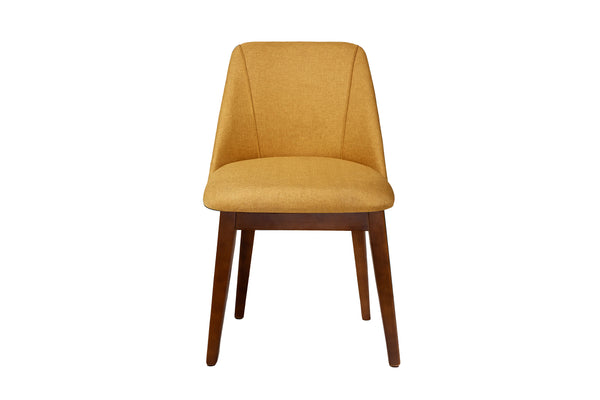 Silla para Comedor Tapizada en Tela Amarilla. Estructura de Madera