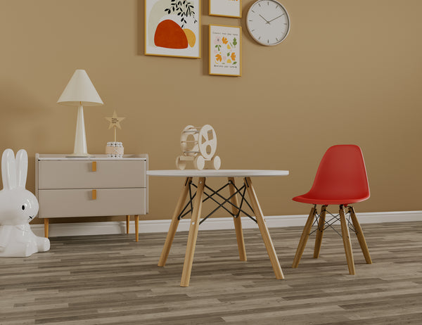 Silla Infantil Naranja con Patas de Madera de Haya y Soporte de Metal 31cm (Ancho)* 56cm (Alto)* 36cm (Profundo)