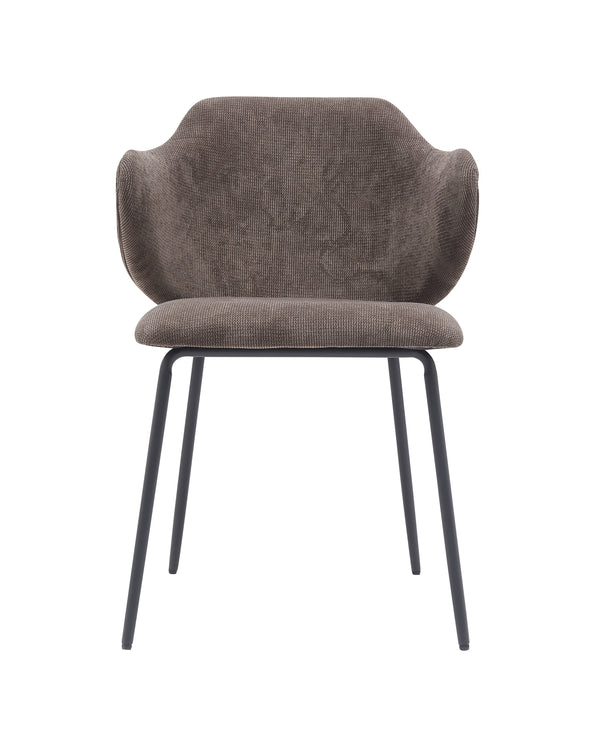 Silla Tapizada en Tela Gris con Asiento Acolchado de Hule Espuma y Patas de Metal Negras