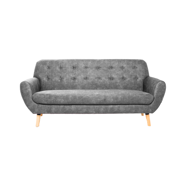 Sofá de 3 plazas con Tapizado Color Gris Oscuro. Estructura de Madera Sólida