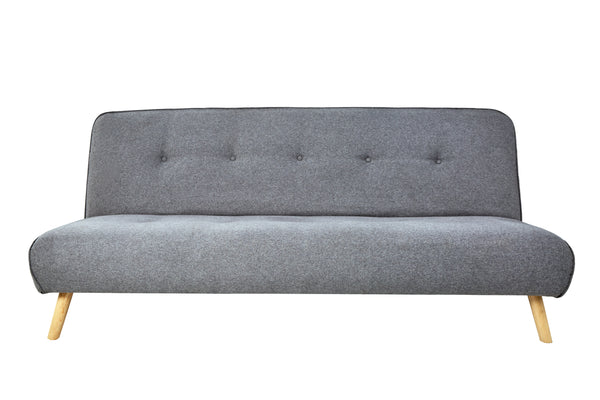 Sofá Cama Tapizado en Lino Gris Oxford. Estructura de Madera Sólida