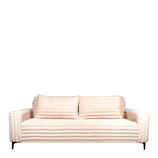 Sofá Cama Tapizado en Tela Premium Extra Suave Marfil. Estructura de Madera Sólida y Patas de Metal