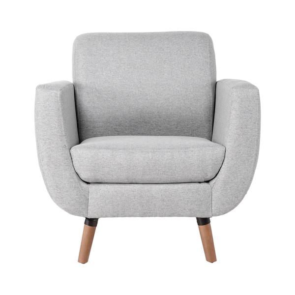 Sillón Individual con Tapizado Color Gris Claro. Estructura de Madera Sólida
