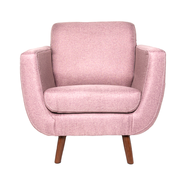 Sillón Individual con Tapizado Color Rosa. Estructura de Madera Sólida
