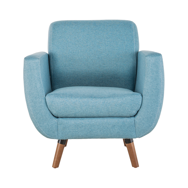 Sillón Individual con Tapizado Color Azul Tulum. Estructura de Madera Sólida
