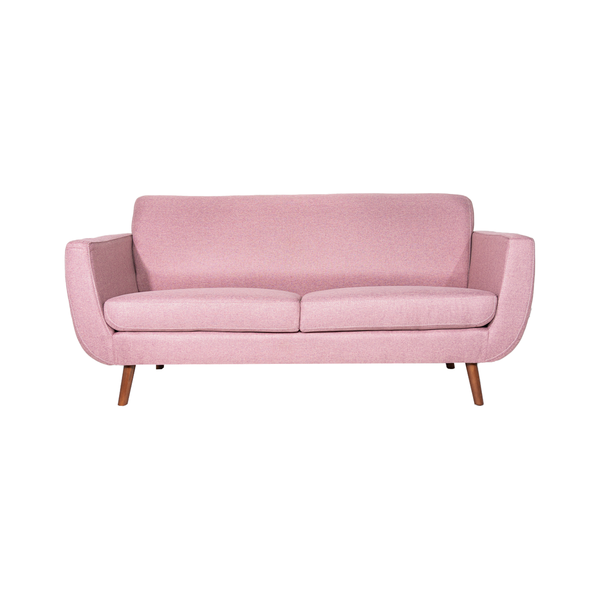 Sofá de 3 plazas con Tapizado Color Rosa. Estructura de Madera Sólida