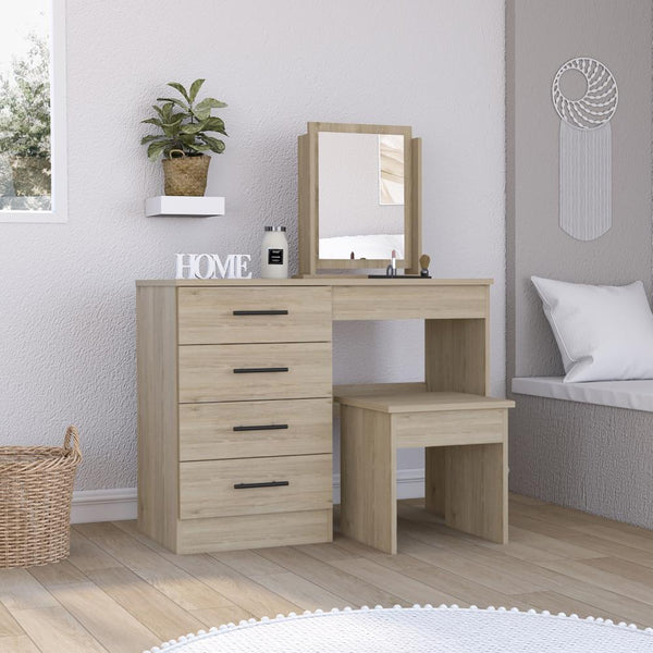 Mueble Tocador Wesley, Beige y Blanco, Espacio Para Ubicar Maquillaje
