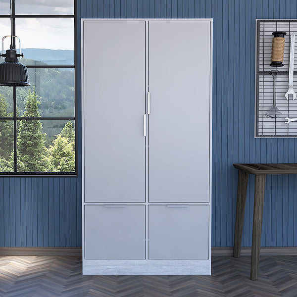 Mueble alto de almacenaje, Color Gris, 2 Cajones