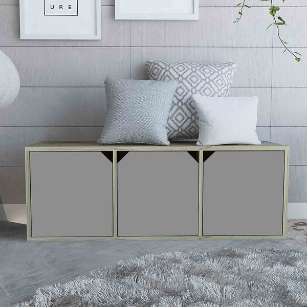 Librero Fiji - Modulo Bajo, Color Duna y Taupe