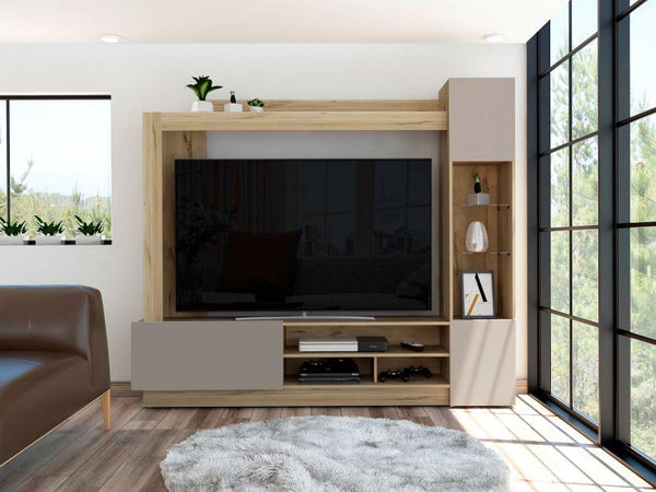 Mesa Para Tv Bayern, Capacidad Para TV de Hasta 65" Color Café Claro