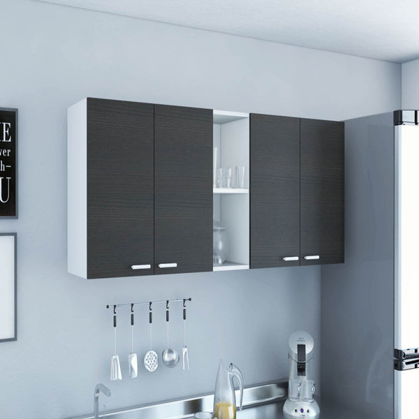 Gabinete de Pared Portofino 150, Color Wengue y Blanco