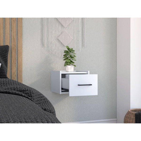 Buró Flotante Boa, Blanco, Con Espacio Para Colocar Objetos Decorativos