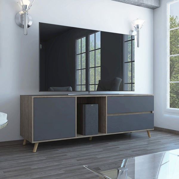 Rack Tv Salem, Capacidad hasta de 55", Color Miel y Plomo