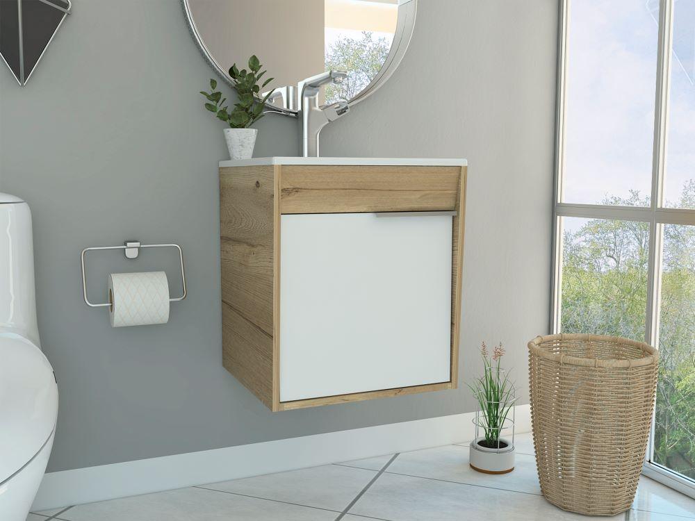 Mueble Lavamanos Burco color Cafe Claro Y Blanco Para Baño. – Virtual ...